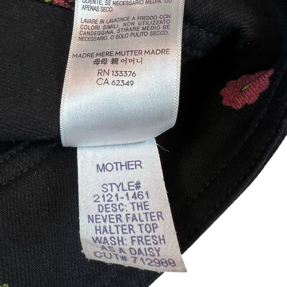 MOTHER Never Falter Halter Top Fresh as a Daisy Black Denim - Picture 11 of 12